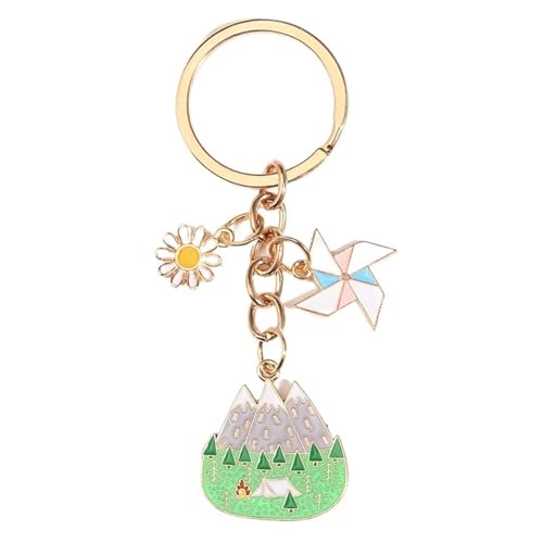 Porte-clés voiture avec pendentif fleur moulin à vent pour sac