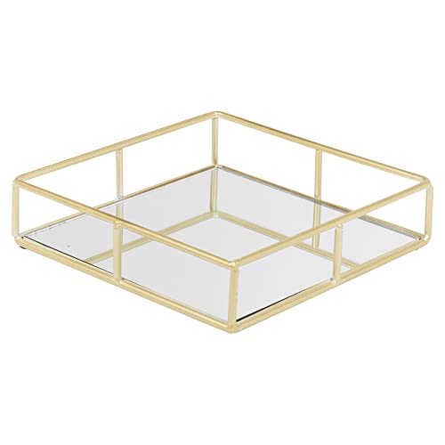 Set of 2 Metal Gold Decorative Mirror Trays Vanity Perfume Decor Candle Holders (Square) - Cosy Home Interiors Set of 2 Metal Gold Decorative Mirror Trays Vanity Perfume Decor Candle Holders (Square) - Image 4
