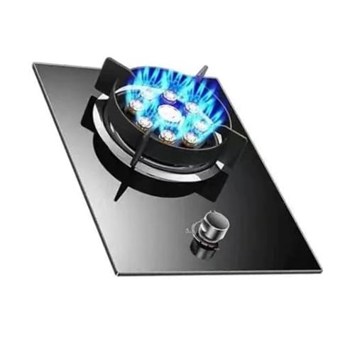 1バーナー付きガスストーブ、5.2KW 9キャビティ高火力、ガス/LPガス変換ストーブ、強化ガラス鋳鉄ポットラック、フレームアウト保護付き、家庭用キッチン用(NG)