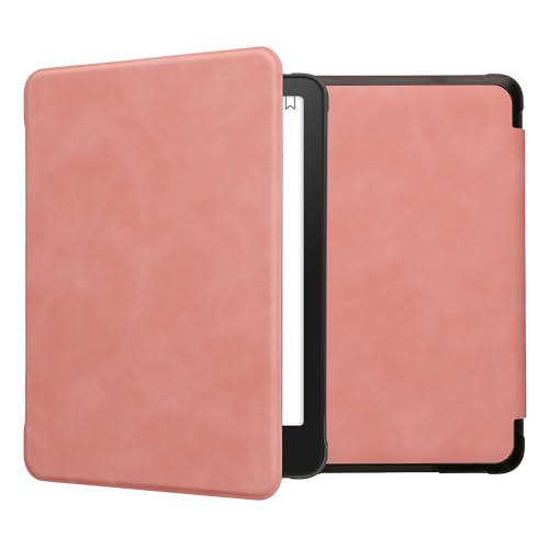kwmobile Case Compatible with Amazon Kindle Paperwhite (2024)/Colorsoft - PU Nubuck Leather Protective e-Reader Flip Case Cover - Dusty Pink