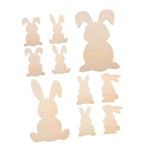 UTHCLO 12個 未完成木製ウサギ形状切り抜き イースタークラフト用 ペイント可能な無塗装ウッドタグ 春夏ホリデー装飾 部屋や家用飾りに