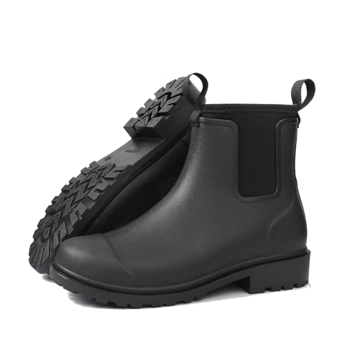 DKSUKO Women's Deck Boots Waterproof Ankle Rain Boots Non-Slip Rubber Fishing Boot Outdoor Work Shoes for Boating Gardening Farming