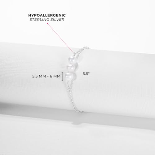 925 Sterling Silver Freshwater Cultured Pearl Adjustable Bracelet For Baby Girls To Teens - Adorable Stranded Bracelets For Girls - Special Religious Communion Jewelry Gifts For Little Girls4