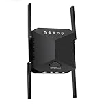 WiFi Extender with Ethernet Port, 2.4GHz 300Mbps WiFi Repeater, 4 Antennas Wireless Range Extender for Home, Plug-In Internet Booster for Better Signal in Bedroom, Upstairs or Home Office, Black