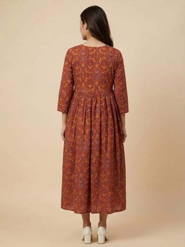 Image of The Mom Store Maternity and Nursing Dress | Pre and Post Pregnancy Dress for Womens | Zipper /Button Opening | Causal Wear | Trendy Stylish Causal Dresses for New Moms