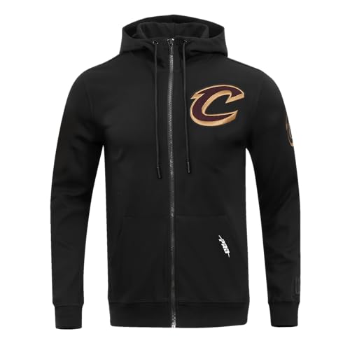 Pro Standard Mens NBA Cleveland Cavaliers Classic Chenille Full Zip Hoodie Black L