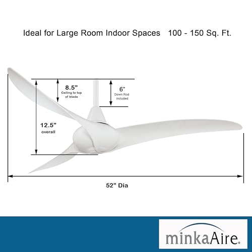 MINKA-AIRE F843-WH Wave 52 Inch 3 Blade Ceiling Fan, White thumbnail 7