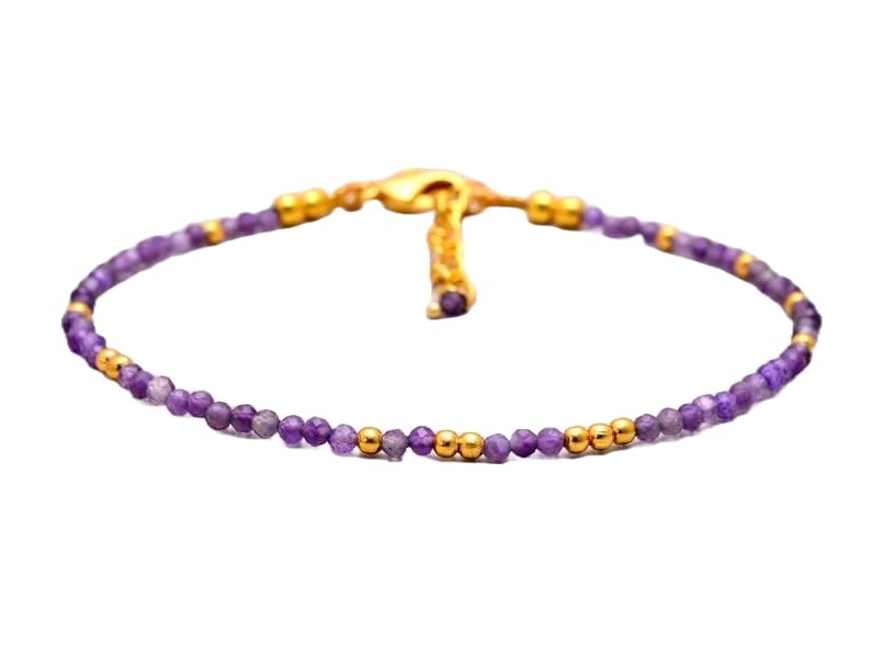 Bracelet en améthyste fine et argent sterling, joaillerie délicate