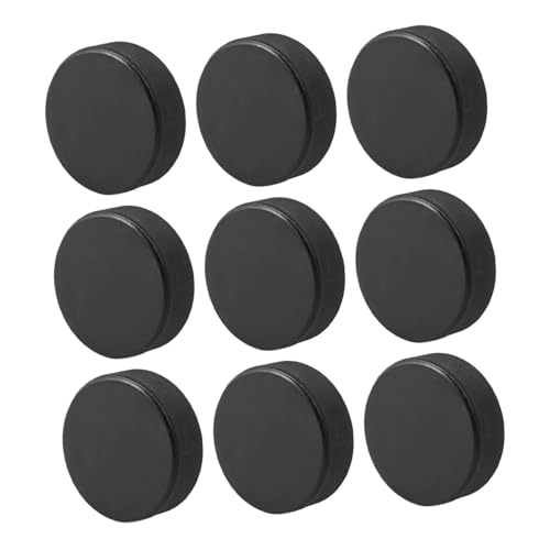 KICHOUSE 9pcs Ice Hockey Training Pucks Official Regulation Size Black for Boys and Girls and Adults Hard Smooth for Consistent Shots