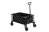 Ball & Cast Bollerwagen Faltbar 80L 60KG Tragkraft, Faltbarer Bollerwagen Geländetauglich mit Seitentasche und verstellbarem Griff, Schwarz