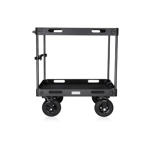 PROAIM Bowado Pro 36" 3-Shelf Video Production Camera Cart for Photographer, Videomaker & Filmmaker. 200kg/440lb Payload. DIT/Sound/Lighting Storage Cart. Packs Down to Rollable Case