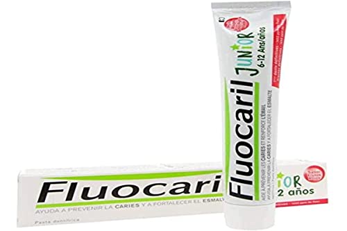 FLUOCARIL P&G Pastas de Dientes Junior Gel Frutos Rojos 75ML, Negro, 75 ml (Paquete de 1), 75, 75 mililitro, 1