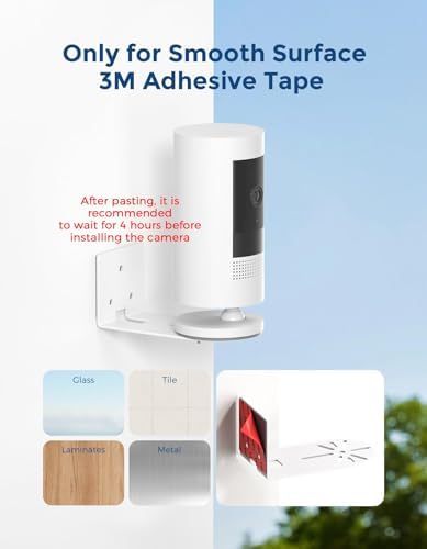 2 Pack No-Drill Wall Mount for Ring Indoor Cam (2nd & 1st Gen), Metal Adhesive Camera Holder with Strong VHB Tape, Stable Anti-Drop Security Bracket – Easy, Damage-Free Installation - 4