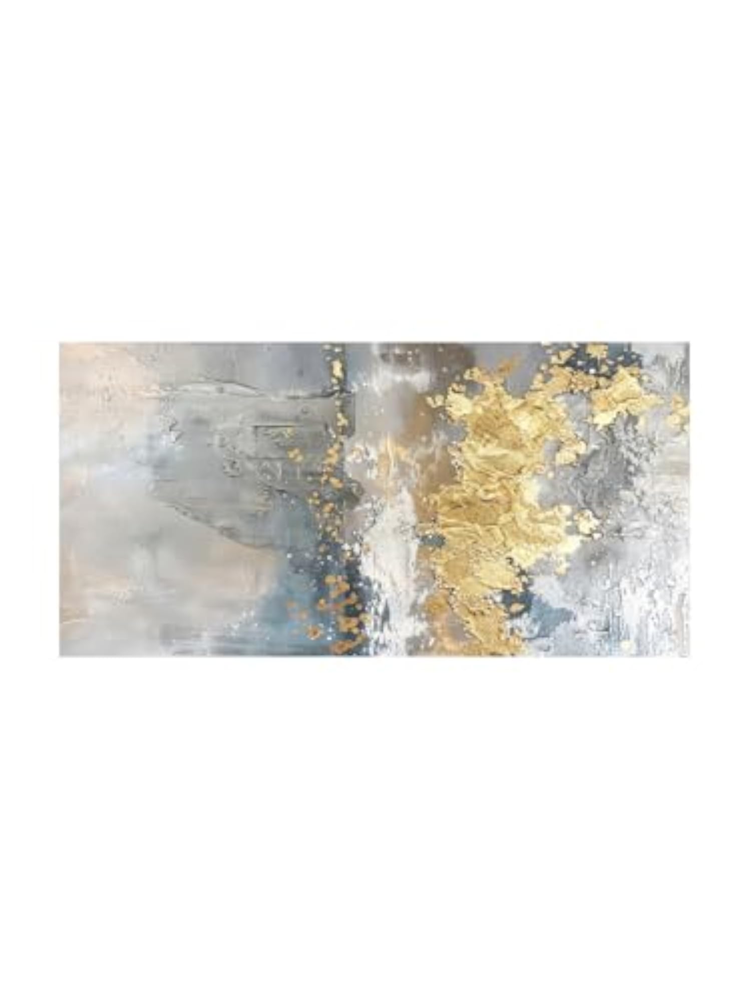 Metallic Abstract Canvas Painting - Gold and Silver Art Print