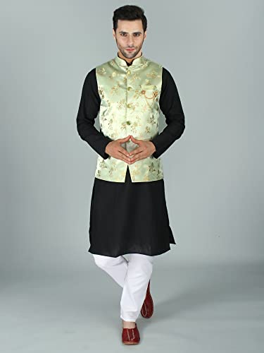 Image of Exotic India Ethnic Wear Floral Brocade Nehru Jacket Waist Coat