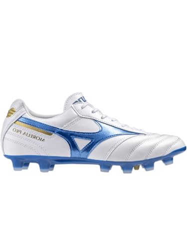 Mizuno Morelia Pro MD - Zapatillas de fútbol, White Laserblue Gold, 42 EU