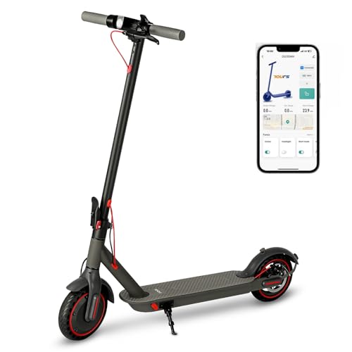 Electric Scooter for Adults, Folding E Scooter with 350W/500W Motor 15Mph/19 Mph Top Speed 15/21 Miles Long Range, 8.5'' Solid Tires Commuting Motorized Kick Scooters (Red-15.5MPH 15 Miles Range)