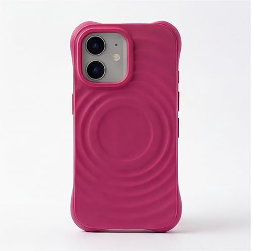 Image of amazon basics Shockproof Case for iPhone 12 | Ripple Pattern | Camera Protection | Protective Cover with Enhanced Grip & Wireless Charging Support - Maroon Red