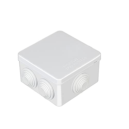 IP55 Waterproof Junction Box, ABS Plastic Outdoor Electrical Project Box Enclosure, Universal Weatherproof Surface Mounted External CCTV Junction Box (85x85x50mm) – AVARTEK (White)