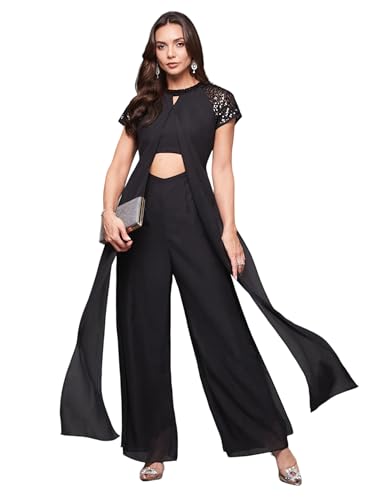Image of Miss Chase Women's Keyhole Neck Regular Sleeve Regular Length Jumpsuit with Pockets