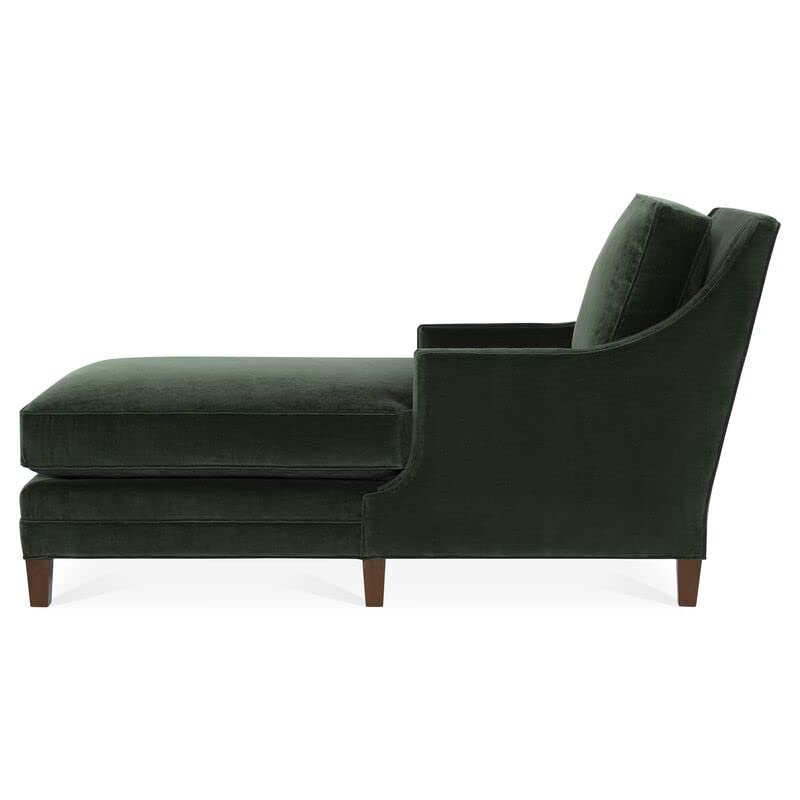 Image of Green Velvet Chaise Lounger diwan Settee sal Wood for livingroom Bedroom Office (Green)