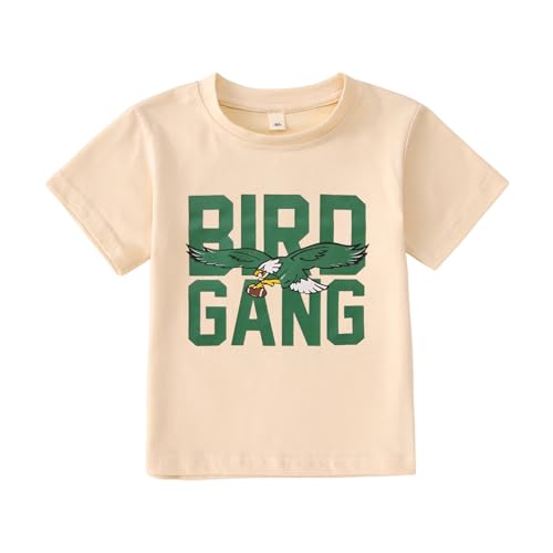 Toddler Girl Boy Game Day Football T-Shirt Sundays are for The Birds Shirt Short Sleeve Kids Sports Fans Tee Top (Beige-B 3-4T)