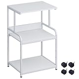3-Ebene Druckertisch mit Rollen,3d Drucker Tisch,Drucker Regal,Druckerschrank,Mobiler Druckerständer aus Holz & Metall Druckerwagen Stauregal 50x40x80cm,für Büro Zuhause Office Schule weiß
