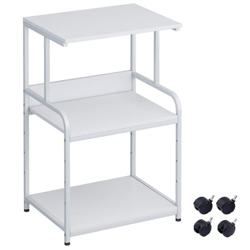 Printer Stand Table Shelf with Storage 3d Printer Shelf Organizer With Shelf and Wheels 3 Tier Multi-Purpose Rolling Cart for Folders Books for Fax Machine Scanner Home Office Desk Rustic Brown