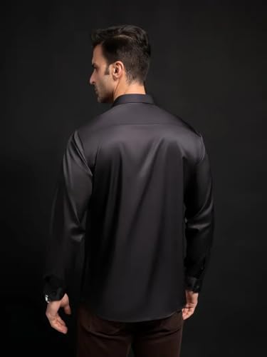 Image of IndoPrimo Men's Stylish Solid Satin Casual Shirt for Men Full Sleeve