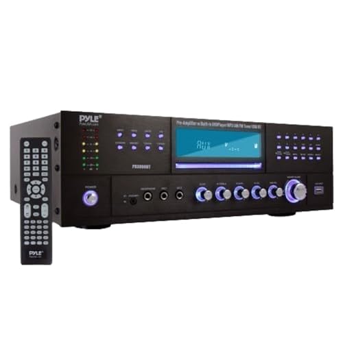 Pyle Home Theater Bluetooth Amplifier Receiver - 4 Channel 3000 Watt Stereo Speaker Home Audio Amplifier Receiver w/Radio, USB, 2 Microphone w/Echo, CD DVD Player, LCD, Rack Mount - PD3000BT.5 by Pyle - Used condition - US$151.24