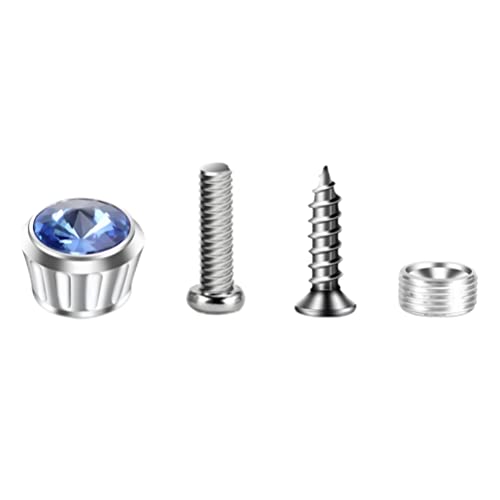 Car License Plate Screw Bolt Caps -Stainless Steel Motorcycle Tag Fastener With Rhinestone Cover Vehicle Truck License Plate Frame Screws Bolts Fasteners Mounting Kits, Blue Diamond #TOP1