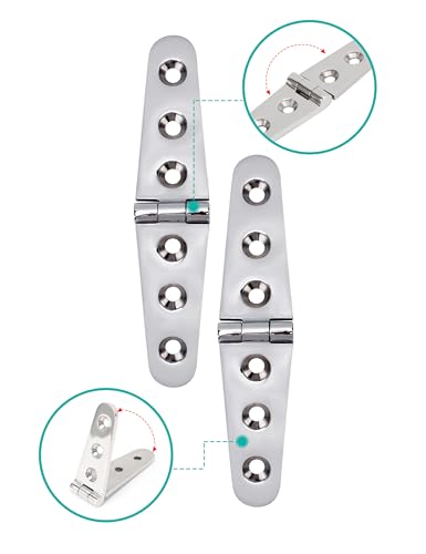 2 Stück Scharniere Marine Karbine Scharnier Marine-Gurtscharnier Edelstahl Marine-Boots Strapazierfähige Türscharnier für Bootsjacht Boots-Riemenscharniere für Tür Tor Schuppen (3 Loch)