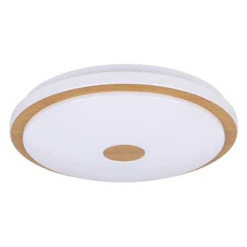Preisvergleich Produktbild EGLO LED Deckenleuchte Lanciano 1, dimmbare Deckenlampe mit Fernbedienung, Deckenbeleuchtung mit Kristall-Effekt aus Metall, Holz und Kunststoff in Weiß und Braun, warmweiß-kaltweiß, Ø 40 cm