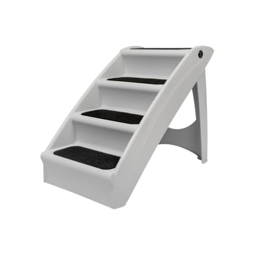 PetSafe CozyUp Folding Dog Stairs for High Beds - Pet Stairs for Indoor/Outdoor Use at Home or Travel - Pet Steps with Siderails, Non-Slip Pads - Durable, Supports up to 200 lbs - Extra Large, Grey