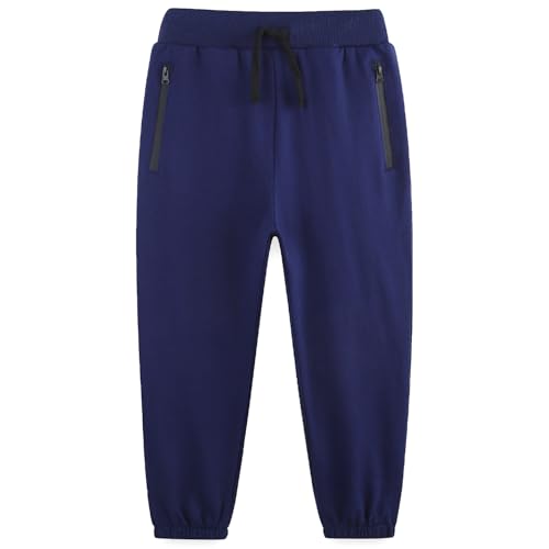 Boy's Cotton Crinched Hem Jogger Sweatpant Pants with Zipper Pockets and Funtional Drawstring Size 4-20