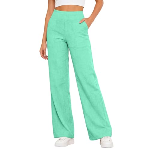 Pantalon de loisirs décontracté taille haute et jambes larges pour femme