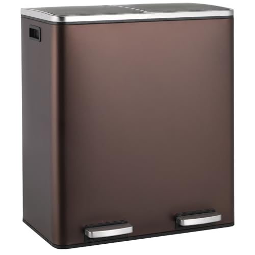 LIFERUN LY-07-OR Mülleimer 2-Fach Braun 60L