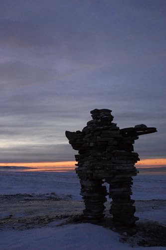History Galore 32"x48" Gallery Poster, Inukshuk Sunset Kuujjuaraapik January