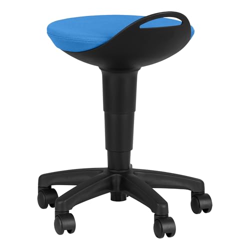 Image of Rolling Adjustable-Height Padded Stool - Brilliant Blue