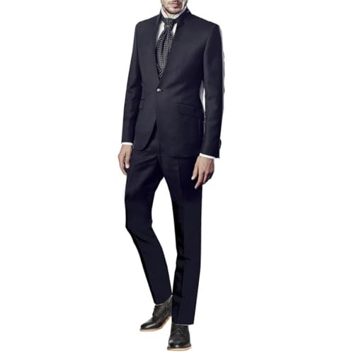 Men's Stand Lapel Classic Suit - One Button 2-Piece | Wedding Tuxedos Jacket2