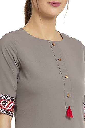 Image of Women's Crepe Skinny Kurta (ALC9118GREY1 Grey M)