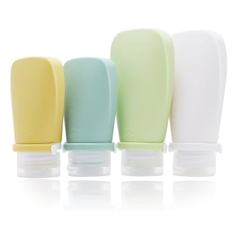 Faat3 Coi4 4 Pack Travel Bottles Set for Toiletries, TSA Approved Travel Size Containers, Leakproof Silicone Travel Bottles for Shampoo Conditioner Cover