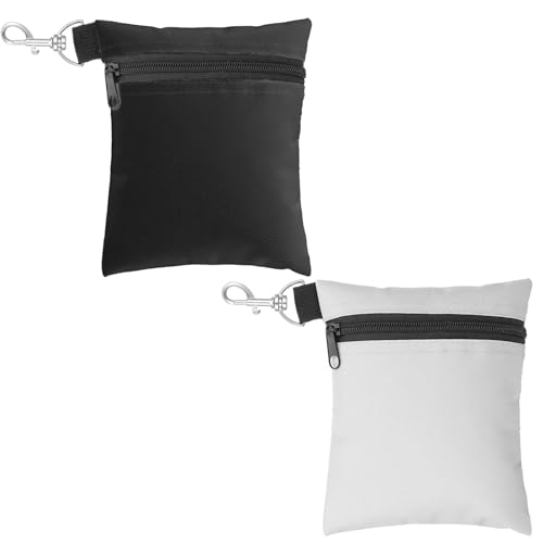 DIVINA VITAE 2 Pcs Golf Tee Bag 5.5 X 6.7 Inch Zipper Golf Tee Pouch with Metal Lobster Claw Clip Valuables Gift Accessory Storage Bag for Men Women