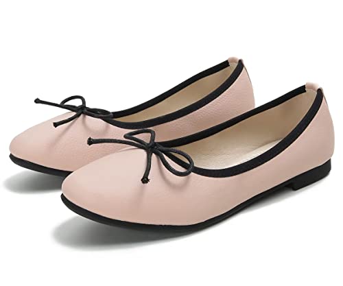 Hee grand Women Square Toe Cute Bow-Knot Ballet Shoes Solid Slip-On Flats Comfort Work Shoes Light Weight Loafers