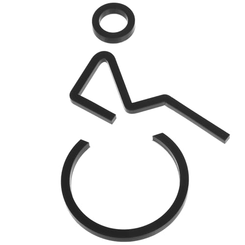 VILLFUL Señal Acrílica para Baño Accesible con Símbolo de Silla de Ruedas Negra Mate Resistente y Fácil de Instalar para Aseos Públicos y Oficinas