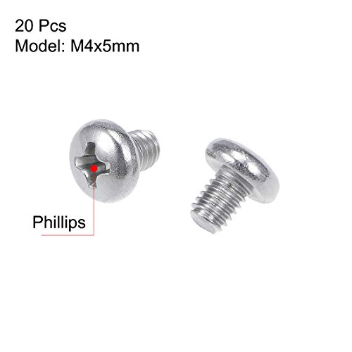 Uxcell A18111200UX0442 M4X5Mm Machine Screws Pan Phillips Cross Head Screw 304 Stainless Steel Fasteners Bolts 20Pcs thumb #1