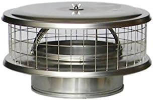 8"" Stainless Steel Chimney Cap - WSA-08 - Solid Pack Chimney Cap, Silver
