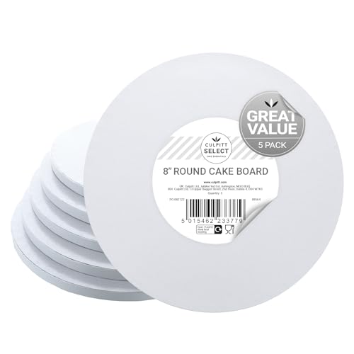 Culpitt Select 8 White Cake Boards Round 12mm Thick Lightweight Cake Plate for Celebration Cakes Birthday Treats Cupcakes and More! Strong 10 Inch Pack of 5
