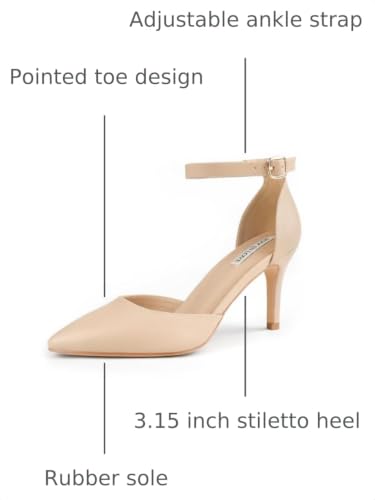 Image of JOY IN LOVE Closed Toe Heels Pumps for Women 3IN Stiletto Pointed Toe Ankle Strap Heels