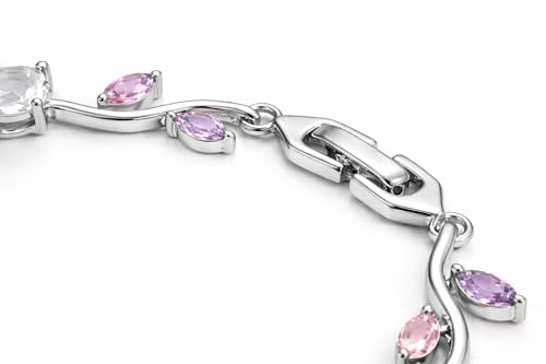 Image of Trendy Tulip Bracelet for Women | Gold Plated Pink Crystal Floral Bracelet | Elegant Minimalist Jewelry | Adjustable Chain Bracelet Gift for Girls Women | Stylish Party Daily Wear Accessory